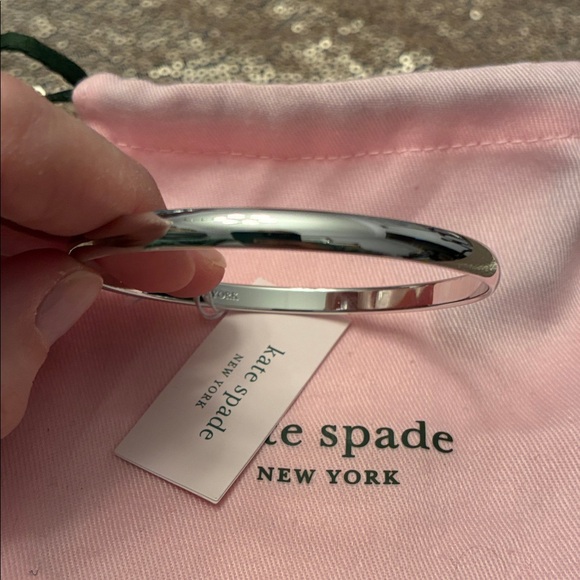 kate spade Silver Slim Bangle Bracelet Idiom w Dust Bag Find The Silver Lining - Picture 3 of 4